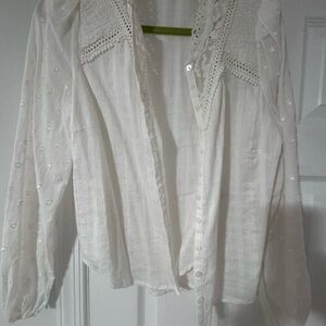 Heartloom Ivory Lace Button-Up Blouse